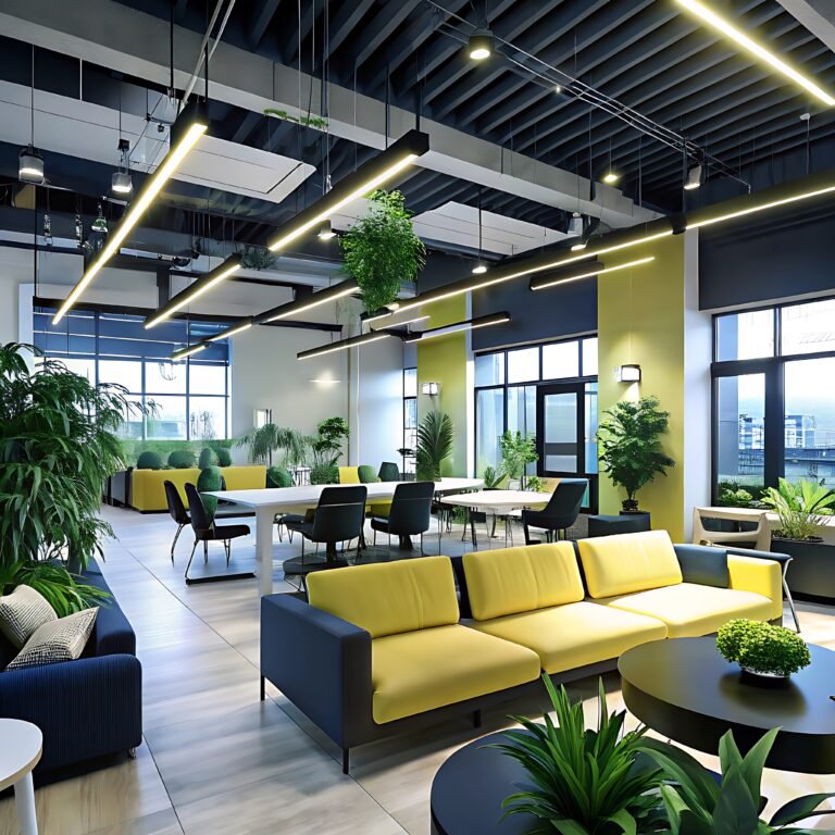 modern office with greenery