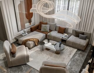 modern living room with stylish decor elegant lighting